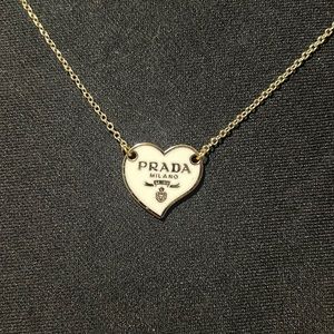 *COPY* Authentic Prada heart charm upcycle necklace white